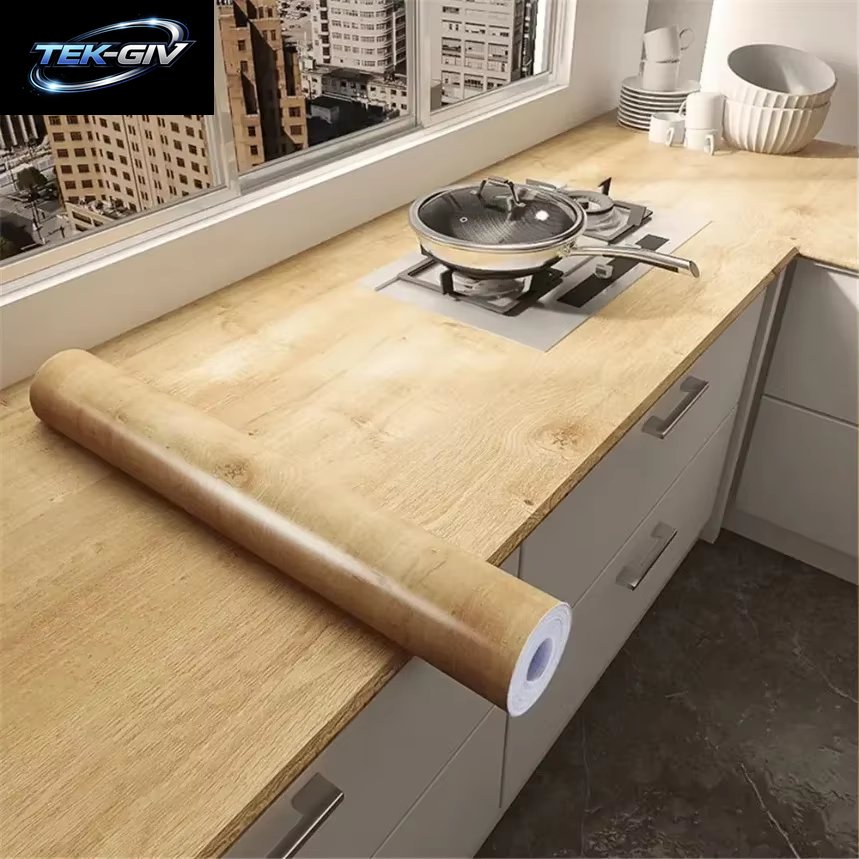 90Cm Breite Holzmaserung Pvc-Tapete Für Tür Kleider Schrank Schrank Tisch Möbel Wasserdichte Selbst Klebende Aufkleber Wohnkultur Film