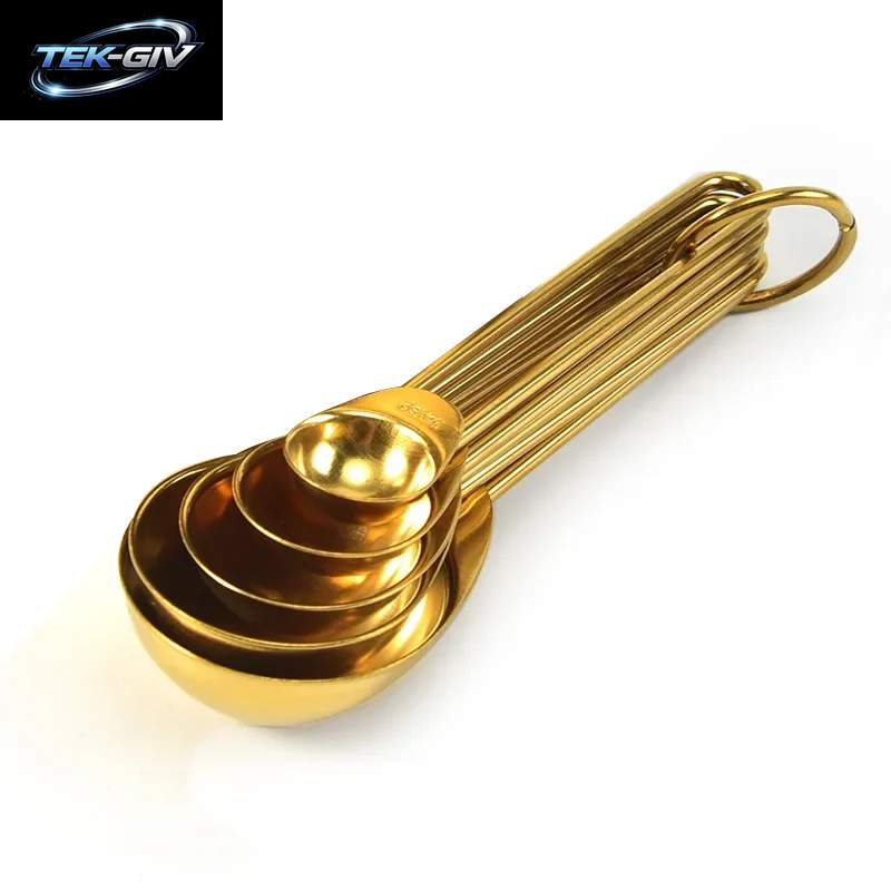 Goldfarbenes Messbecher- Und Löffel-Set Aus Edelstahl, Stapelbar, Premium-Küchenutensilien Für Kaffee, Backen, Mehl, Wohnaccessoires