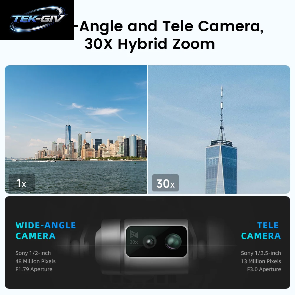 FIMI X8 Tele Max Neue Drohne Mit Weitwinkel-Telekamera, 30-Fachem Hybridzoom, 20 Km Reichweite, 4K 60Fps, 3-Achsen-Gimbal, GPS, Ki-Super-Nachtvideo