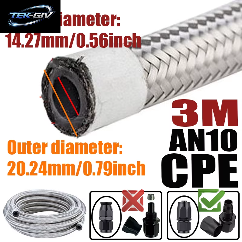 1M/2M/3M/4M 4AN 6AN 8AN 10AN 12AN Universal Auto Kraftstoff Schlauch Öl Gas Kühler Luft Linie Rohr Rohr Edelstahl Geflochtene CPE Gummi