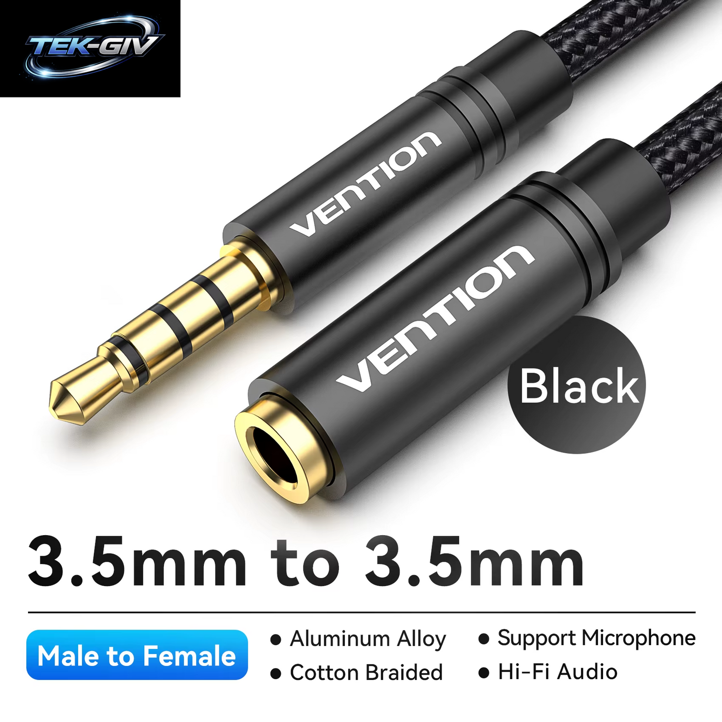 Vention Jack 3.5 Aux-Verlängerungskabel Für Auto, Laptop, Mini-Pc, TV, Xiaomi, Huawei, Stereo, 3,5 Mm Klinke, Kopfhörer, Lautsprecherkabel, Auxiliar