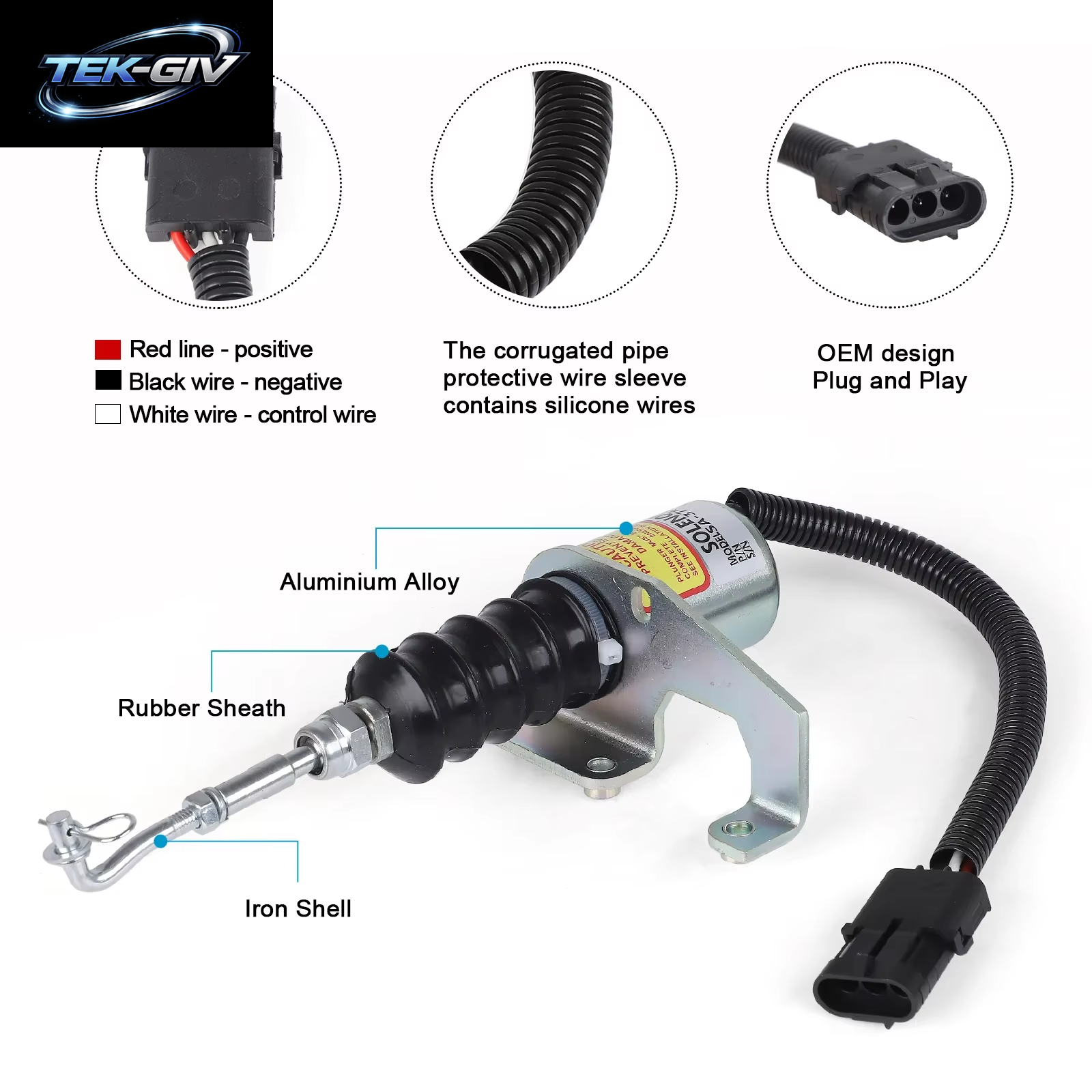 CNSPEED Dieselmotor-Abschaltmagnetventil, Kompletter Satz Zubehörteile, 24 V, Für Cummins Coil 6CT 8.3 OEM 3932017 SA 3742 24