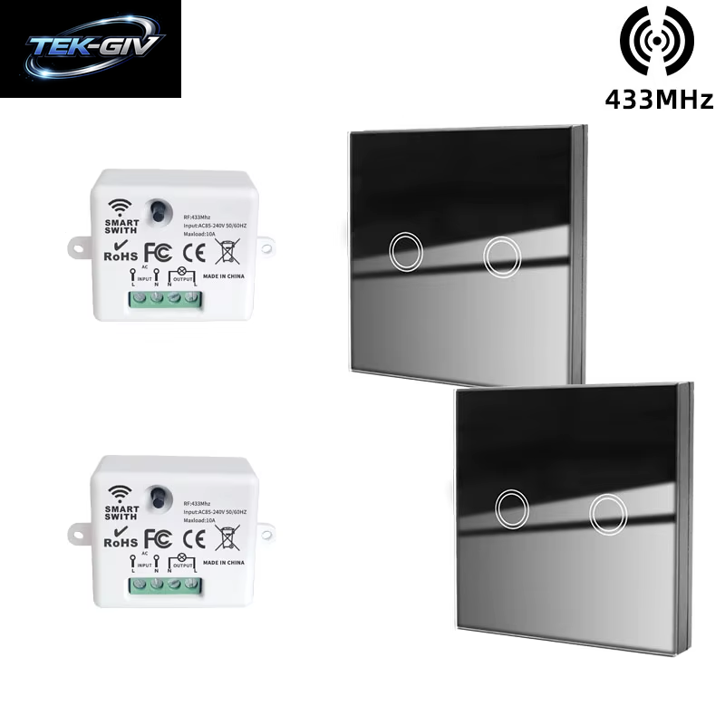 433 Mhz Intelligenter Lichtschalter Rf Wireless Touch Wandschalter Mit Fernbedienung Gehärtetes Glas Panel Schalter Für Zuhause LED LAMPE 220 V