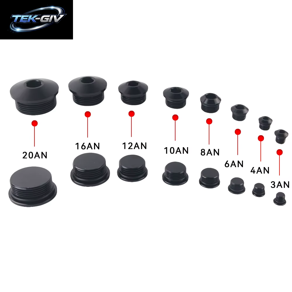 Aluminium AN3 AN4 AN6 AN8 AN10 AN12 AN16 AN20 ORB Sockel Sechskant O-Ring Boss Stecker SCHWARZ