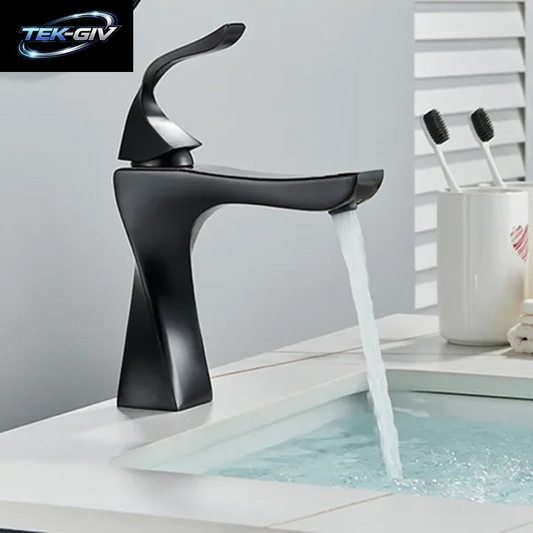 Neue Design Becken Wasserhahn Schwarz Und Chrom Waschbecken Wasserhahn Einzigen Griff Becken Wasserhähne Deck Waschen Heiß Kalt Mischbatterie Kran