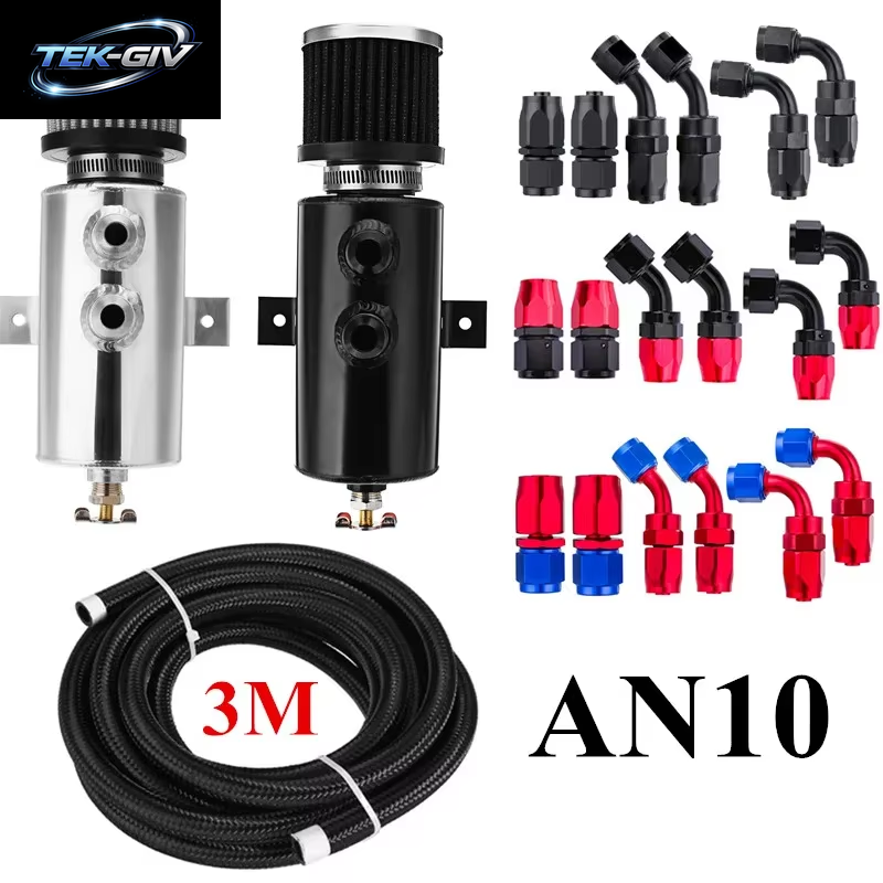 Universelle 0,75 L Aluminium Verblüfft Motoröl Fangdose Reservoir Tank Set Entlüftung Filter Abfluss 3M An10 Kraftstoffs Ch Lauch Anschlüsse