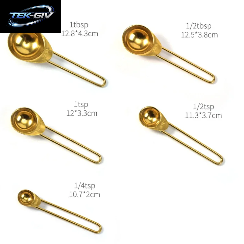 Goldfarbenes Messbecher- Und Löffel-Set Aus Edelstahl, Stapelbar, Premium-Küchenutensilien Für Kaffee, Backen, Mehl, Wohnaccessoires