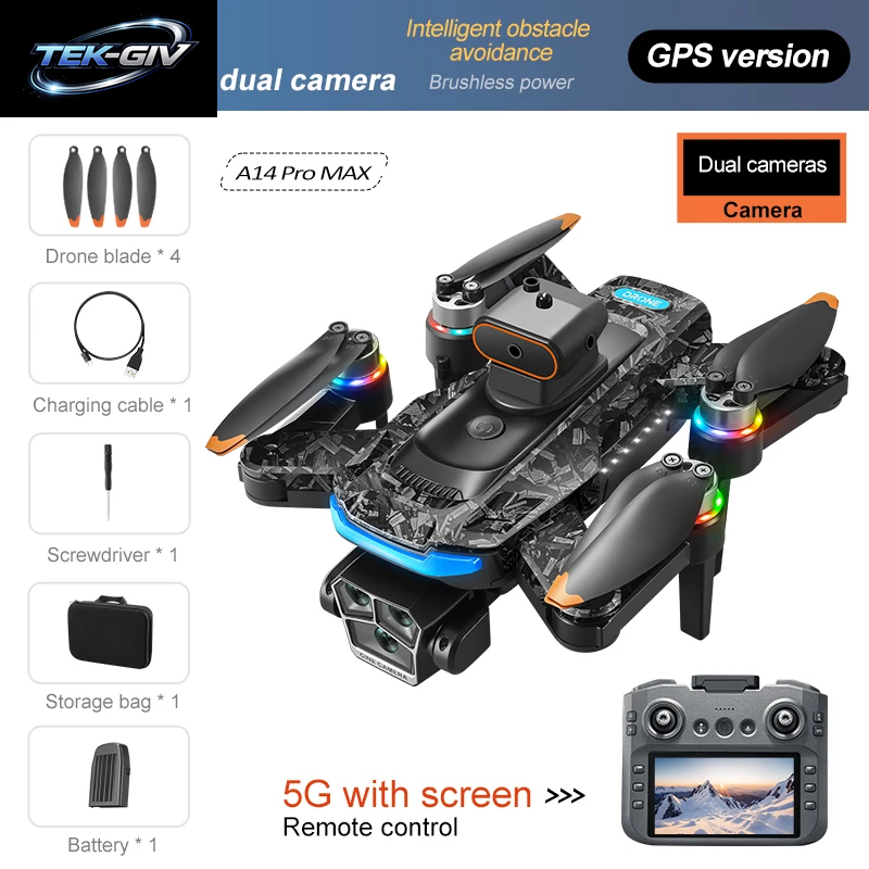 Xiaomi A14 Promax Drone Bürstenlosen Motor 8K HD Drei Kamera GPS Optischen Fluss Hindernis Vermeidung Faltbare Quadcopter Drone Spielzeug
