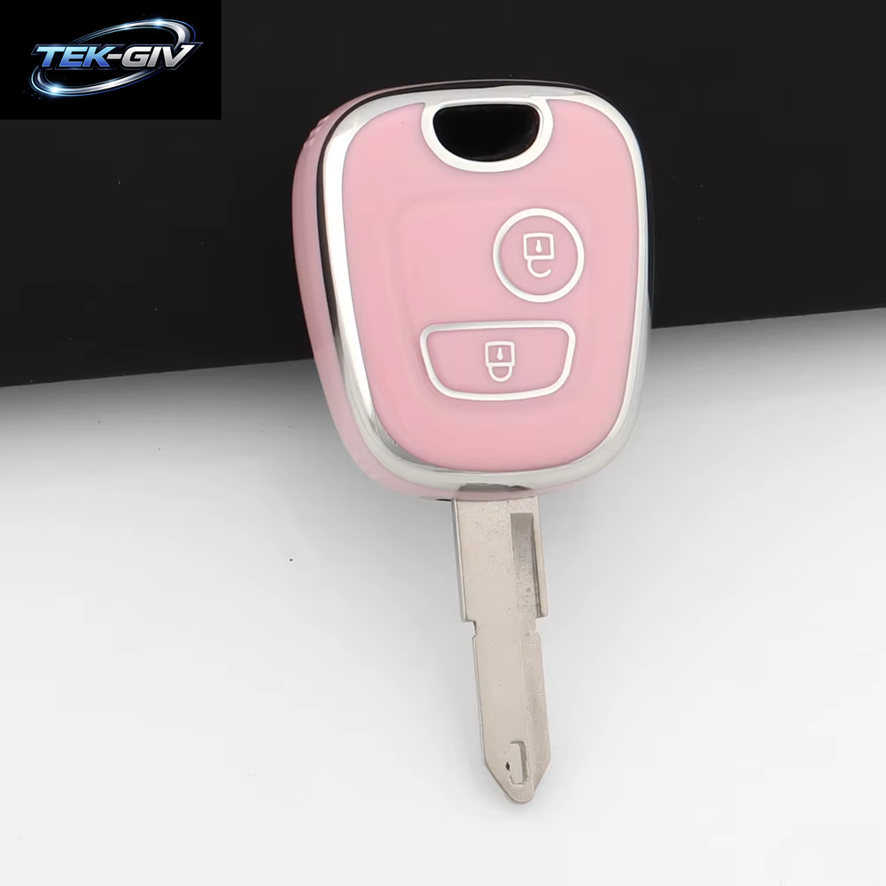 Rosa TPU Auto Fernbedienung Smart Key Fall Abdeckung Shell Fob Schlüsselbund Für Peugeot 107 206 207 307 Für Citroen C1 C2 C3 C4 Für Toyota Aygo