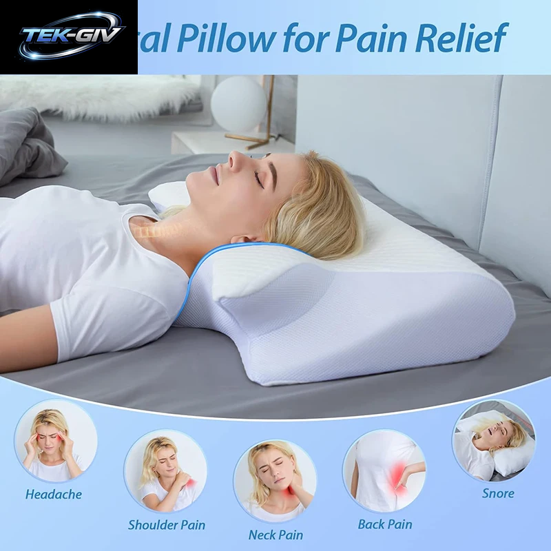 1 Stück Memory-Schaum-Halskissen, 2-In-1 Orthopädisches Kissen Mit Ergonomischer Kontur Für Nackenschmerzen, Konturierte Stützkissen, Nackenkissen