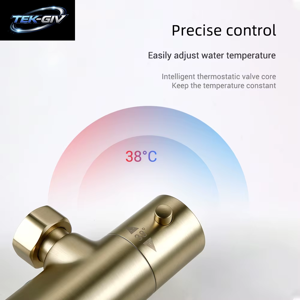 Duschsystem Mit Thermostatischem Duscharmatur, Thermostat, Badezimmer-Mischbatterie, Regenkopf, Wandmontage-Handsprüher