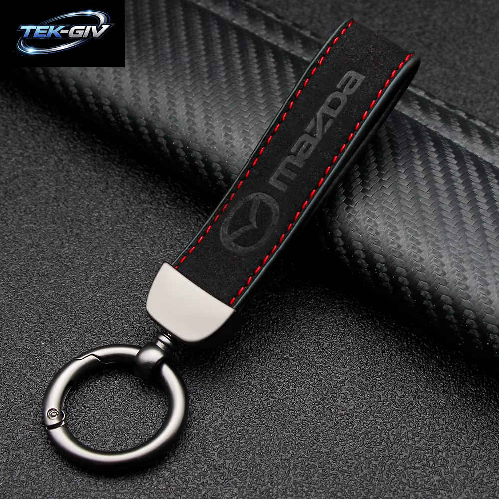 Leder Auto Schlüsselanhänger Schlüsselanhänger Ringe Metall Leder Für Mazda 2 3 5 6 CX5 CX9 CX7 CX4 CX3 CX30 MX5 MX3 BK Zubehör Auto Styling