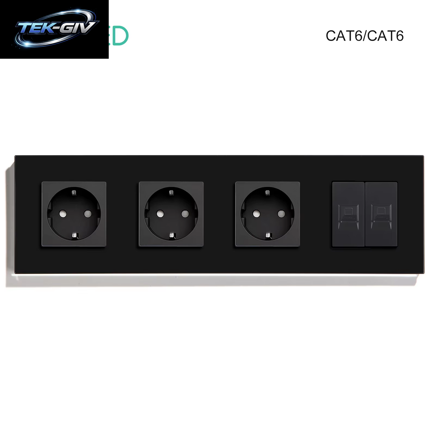 BSEED Dual Internet Steckdosen CAT6 Steckdose EU Steckdosen plus Netzwerk PC Daten Computer Anschluss Steckdosen Glas Panel