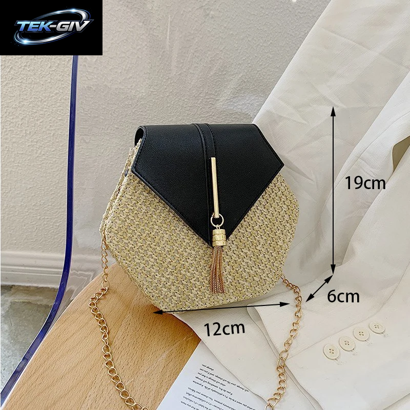 Yogodlns Sommer Stroh Tasche Für Frauen Mode Halbkreis Umhängetaschen Rattan Handgemachte Messenger Handtasche Reise Strand Taschen Tote
