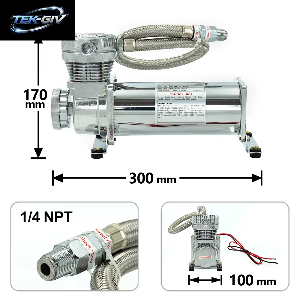 Universal Silber DC 12 V MAXPOWER 200 PSI OUTLET 1/4 Auto Luftfederung Kompressor/Pumpe Mit Zubehör