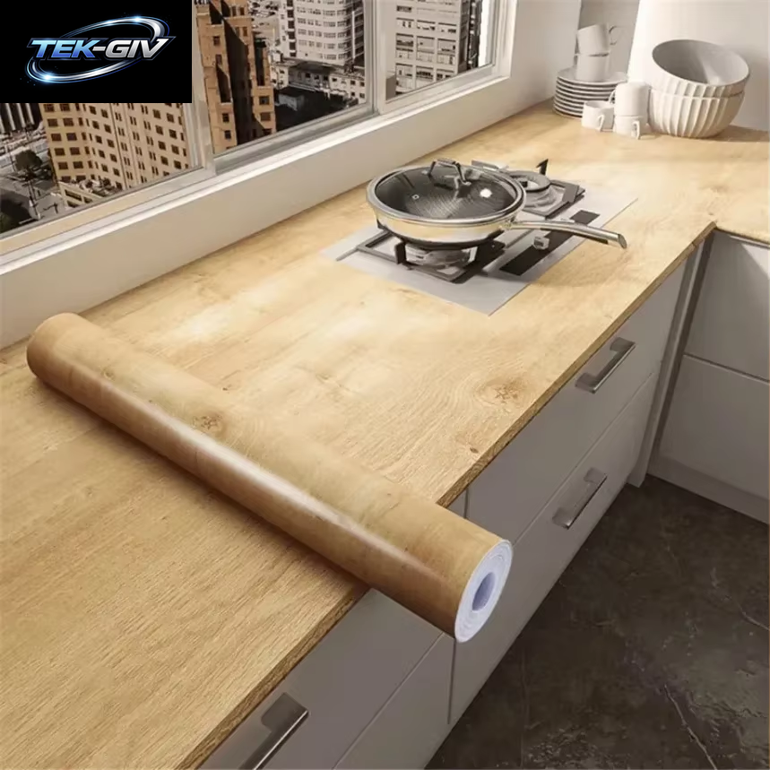 90Cm Breite Holzmaserung Pvc-Tapete Für Tür Kleider Schrank Schrank Tisch Möbel Wasserdichte Selbst Klebende Aufkleber Wohnkultur Film