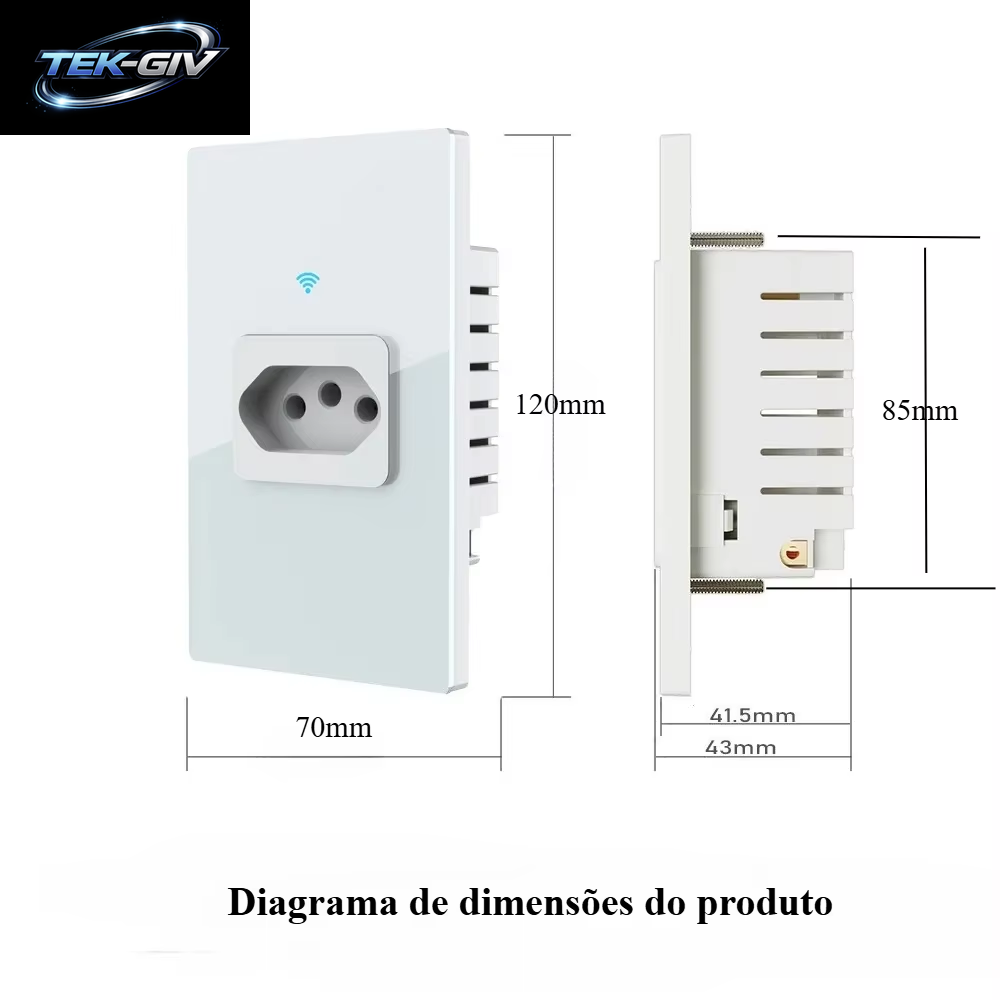 Melery Brasilien WLAN Smart Tuya Wandsteckdose Tomada Stromüberwachung 20A Steckdose Gehärtetes Touch-Glas-Panel Kompatibel Mit Alexa Google Home