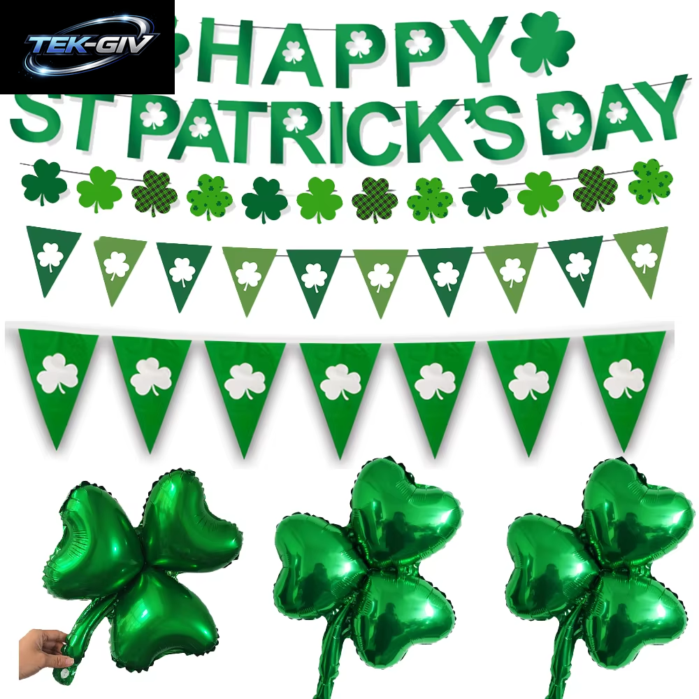 St. Patrick'S Day Banner Girlande Hängende Wirbel Dekorationen St. Patrick'S Day Party Banner Kleeblatt Luftballons St. Patrick Day Dekore