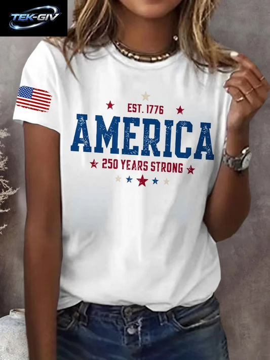 Retro America 250 Years Strong Est 1776 Patriotisches Usa-T-Shirt Zum 250. Jahrestag Mit Aufdruck Für Damen
