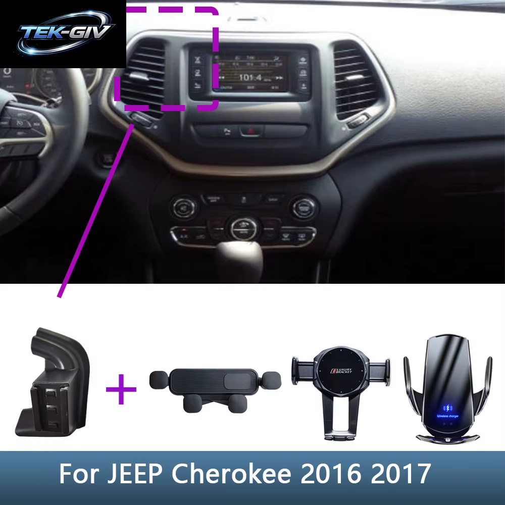 Für Jeep Cherokee 2016 2017, Autotelefonhalter, Spezielle Feste Halterung, Kabelloser Ladeständer, Innenzubehör