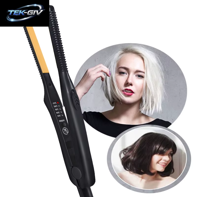 Mini Teddy Wave Haarglätter, Dünner Bleistift, Glätteisen, Titan, Professioneller Salon-Lockenwickler Für Kurzes Haar