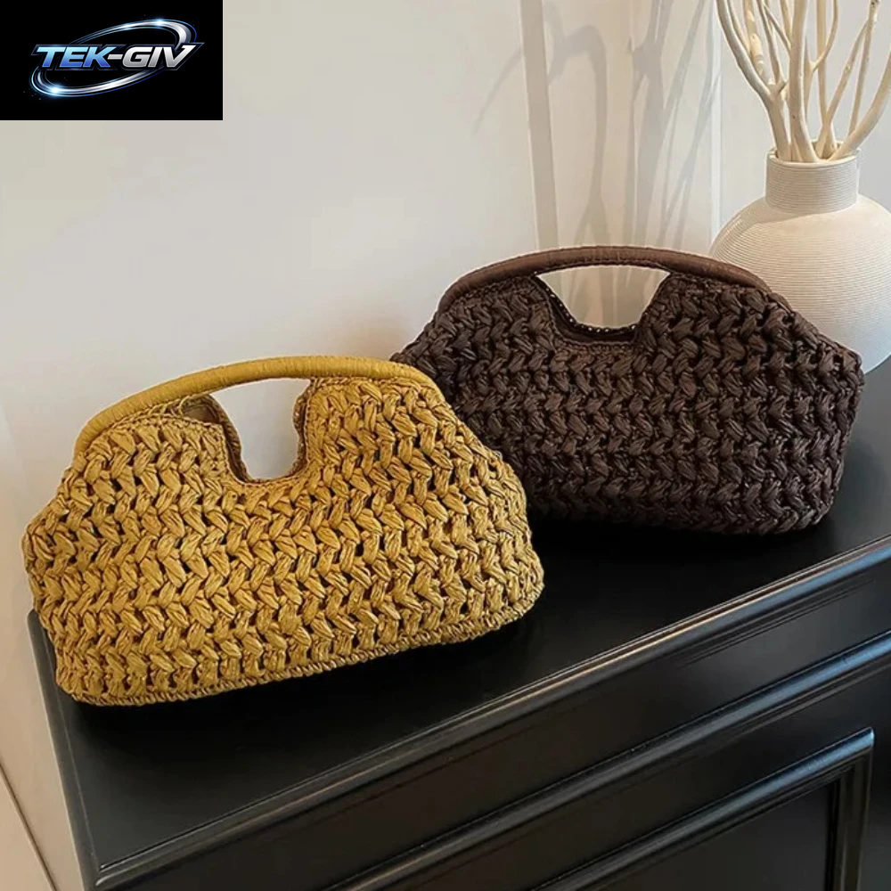 Neue Sommer-Strandtasche Für Damen Clutch-Tasche Luxus-Designer Strohtaschen Tragetasche Mode Geflochtene Rattantaschen Damen-Reisetasche