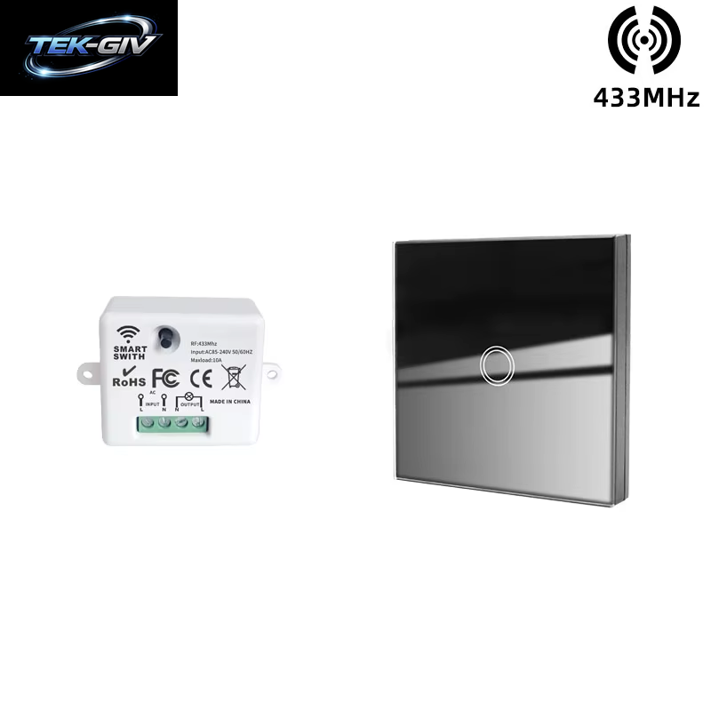 433 Mhz Intelligenter Lichtschalter Rf Wireless Touch Wandschalter Mit Fernbedienung Gehärtetes Glas Panel Schalter Für Zuhause LED LAMPE 220 V