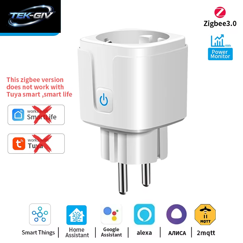 TNCE Tuya Wifi/Zigbee Smart Plug16A/20A EU Smart 2 Steckdosen in 1 Mit Stromüberwachung Und Timing-Funktion, Kompatibel Mit Alexa Und Google Home