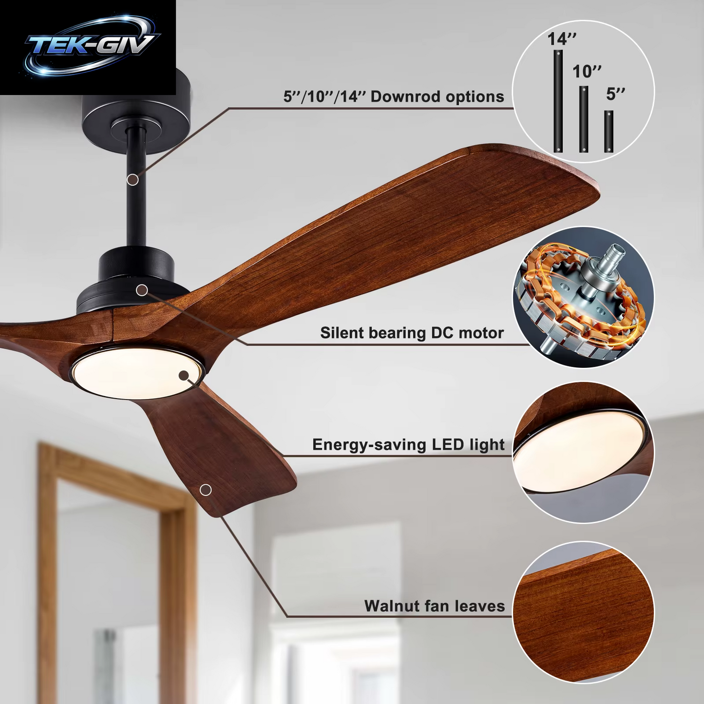 42 52 60 Zoll Deckenventilator Aus Holz Mit Lichtern, Fernbedienung, Leiser Gleichstrommotor, Ventiladores De Techo Für Wohnzimmer