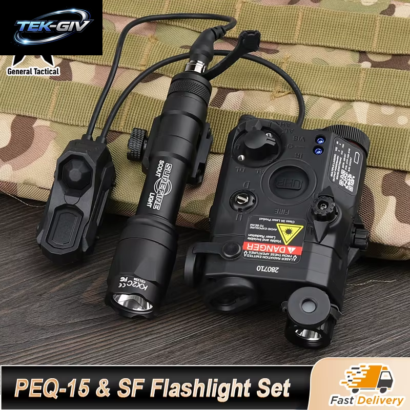 WADSN Taktische PEQ 15 Rot/Grün/Blau Laser & SF M300A/M600C Taschenlampe & AXON Remote Sitch Set IR Fülllicht Für Airsoft Jagd