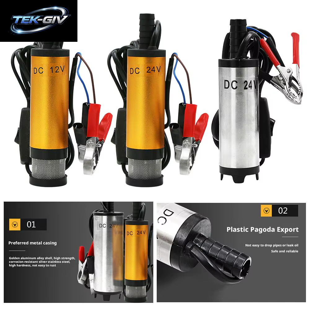 Tragbare 12/24V Kraftstoff Transfer Pumpe Diesel Öl Wasser Tauch Elektrische Motor Für Auto Camping Angeln Fleck Stahl Shell