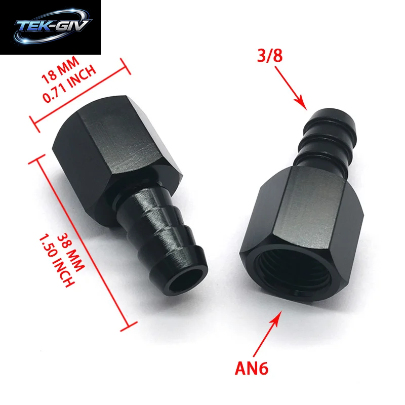 Schwarz Gerade Aluminium 6An 8An 10An Buchse Flare Auf Widerhaken Drucks Ch Lauch Widerhaken Anschluss Adapter