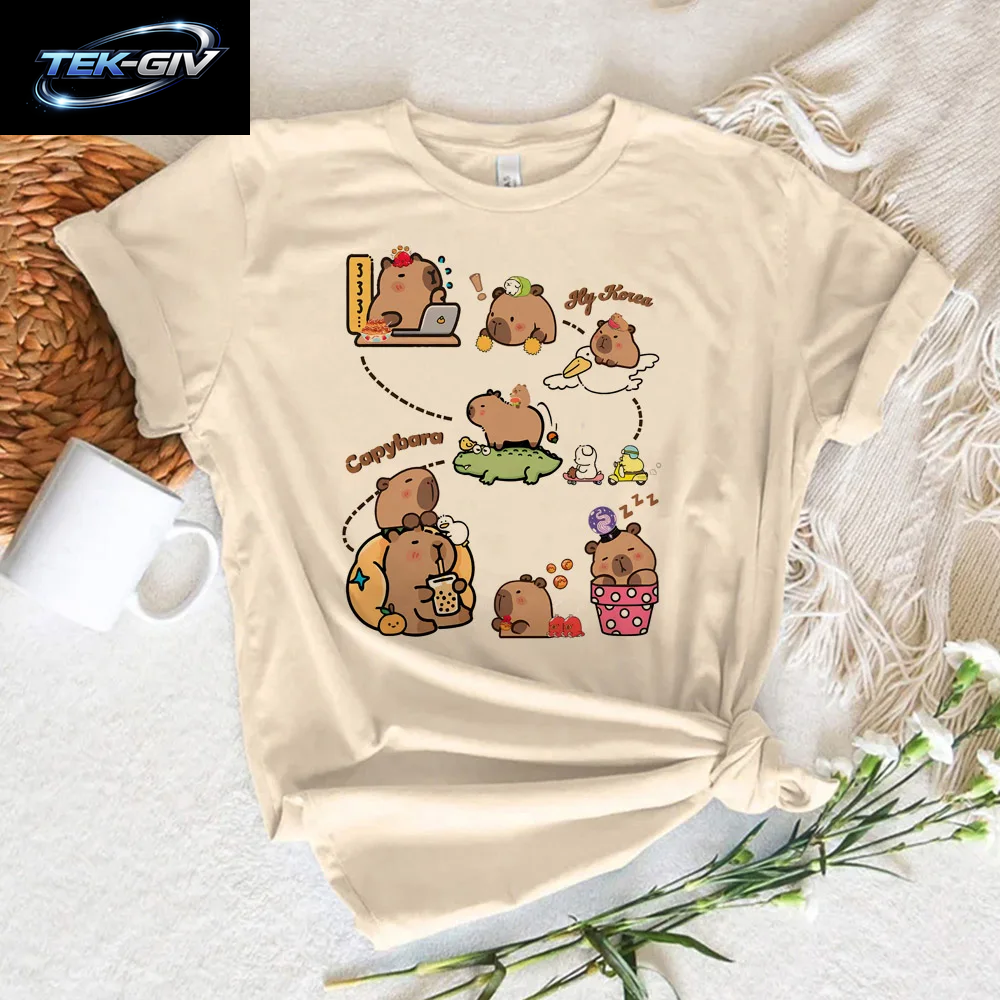 Lustige Capybara T-Shirts Männer Frauen Sommer Niedlichen Tier T Shirt Kurzarm Grafik T Shirts Streetwear Frauen Kleidung