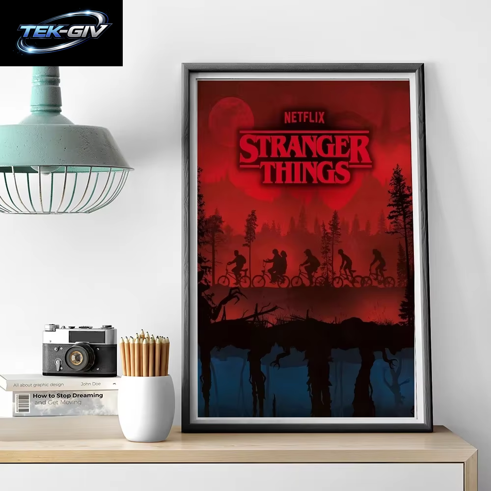 Tv-Drama Stranger T-Things Poster Selbstklebende Kunst Wasserfester Papieraufkleber Kaffeehaus Bar Zimmer Wanddekoration