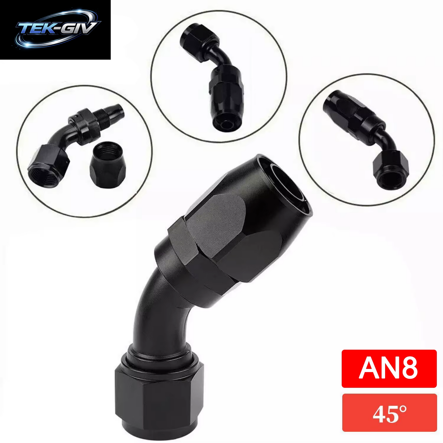 1 Stück Schwarz AN4 AN6 AN8 Gerade 45 60 90 120 150 180 Grad Öl Kraftstoff Schwenk Schlauch Ende Fitting Öl Schlauch Ende Adapter Kit