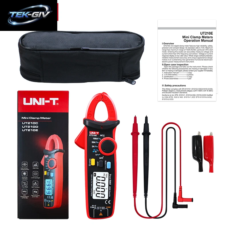UNI-T UT210E UT210D Digitales Zangenamperemeter AC/DC Amperemeter Zangenmessgerät NCV True RMS Zangenmultimeter Hvac-Werkzeuge Elektriker-Multitester