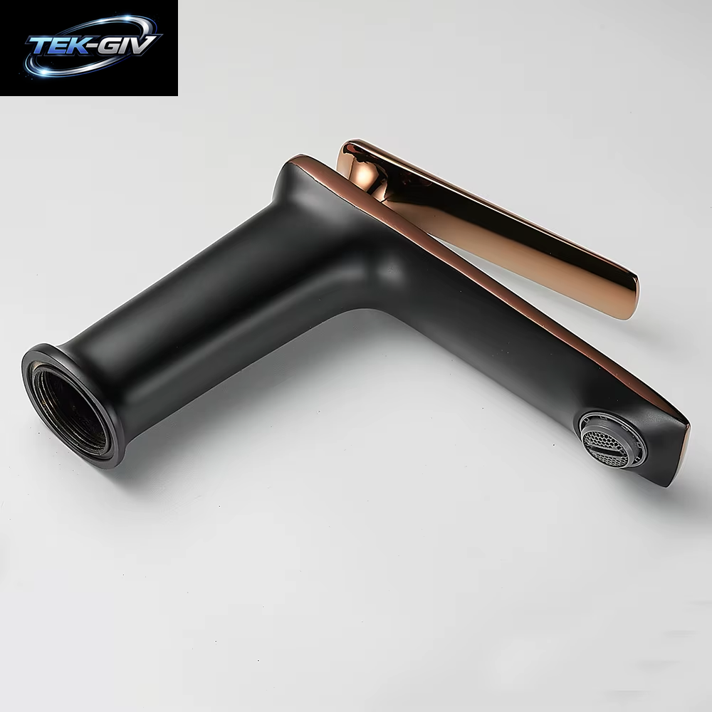 BAKALA Luxus Schwarz Rose Gold Waschbecken Wasserhähne Moderne Weiß Wasserhahn Badezimmer Luxus Becken Wasserhähne Heiß Kalt Wasser Waschbecken Mischbatterie