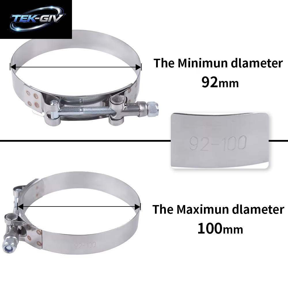 T-Bolzen-Auspuffklemme, 2,0" 2,25" 2,5" 2,75" 3,0" 3,25" 3,5" 3,75" 4,0", Ansaug-Turbo-Auspuff, Ladeluftkühler-Silikonkupplung