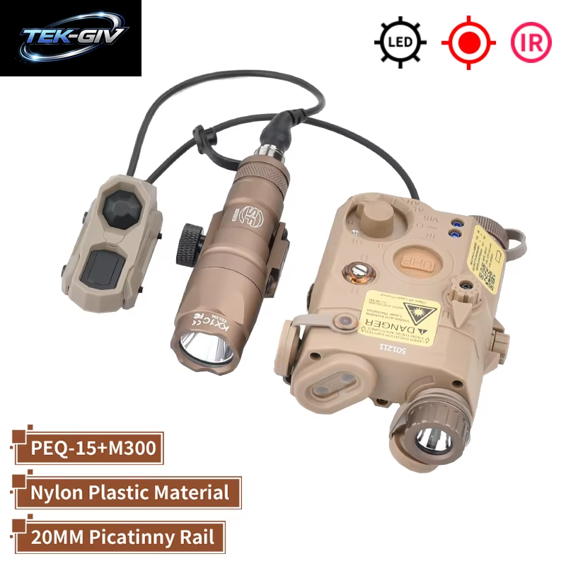 WADSN Taktische PEQ 15 Rot/Grün/Blau Laser & SF M300A/M600C Taschenlampe & AXON Remote Sitch Set IR Fülllicht Für Airsoft Jagd