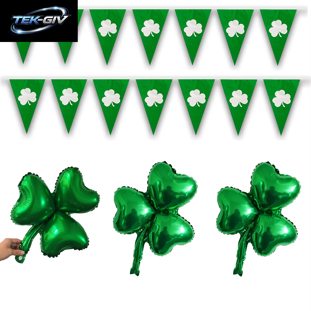 St. Patrick'S Day Banner Girlande Hängende Wirbel Dekorationen St. Patrick'S Day Party Banner Kleeblatt Luftballons St. Patrick Day Dekore