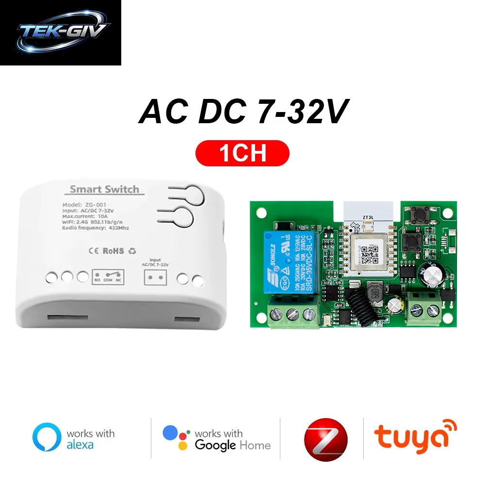 Zigbee Tuya Smart Relais Modul Auf off Controller 1/2/4CH DC 12V 24V 7-32V AC 220V Rf433Mhz Fernbedienung Licht Schalter Arbeit Mit Alexa,Zigbee-Hub Erforderlich