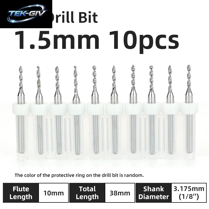 TOOLEYE 10-Teiliges Pcb-Bohrer-Set, Mikrobohrer, Leiterplatte, 1/8 Zoll Schaft, Mini-Cnc-Bohrer, 0,1–3,175 Mm Bohrwerkzeuge