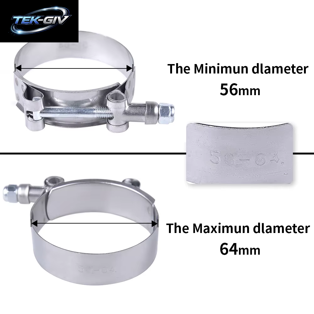 T-Bolzen-Auspuffklemme, 2,0" 2,25" 2,5" 2,75" 3,0" 3,25" 3,5" 3,75" 4,0", Ansaug-Turbo-Auspuff, Ladeluftkühler-Silikonkupplung