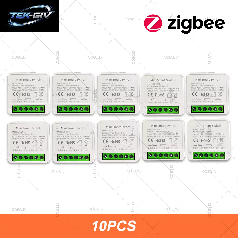 Zigbee 3.0 Smart Mini DIY Switch Automatisierungsmodul 16A Relaisunterstützung 2-Wege-Steuerung App Fernbedienung Zigbee Gateway Erforderlich