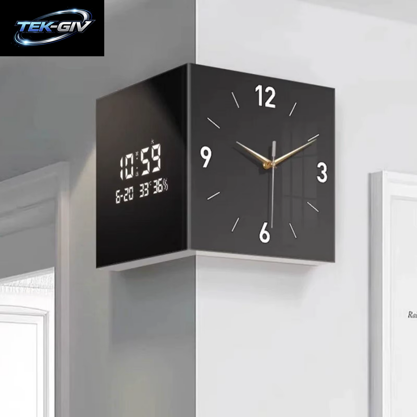 Eck-Wanduhr, Mehrzweck-Digitaluhr, Datums- Und Wochenanzeige, Doppelseitige Hängeuhr, Raumdekoration Für Zuhause, Wohnzimmer, Küche