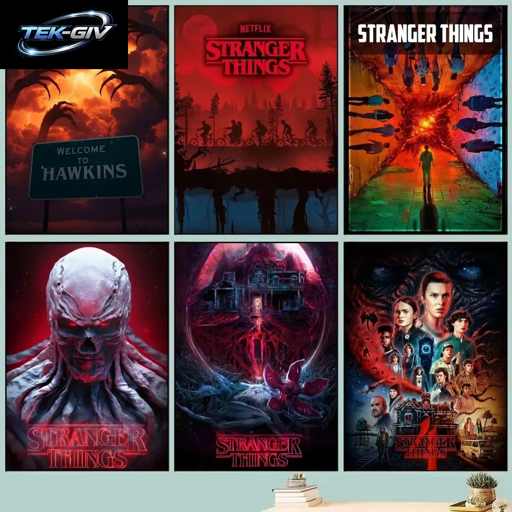 Tv-Drama Stranger T-Things Poster Selbstklebende Kunst Wasserfester Papieraufkleber Kaffeehaus Bar Zimmer Wanddekoration