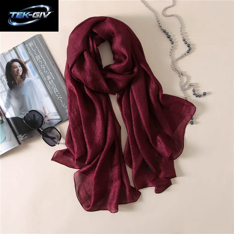 2023 Luxus Marke Frauen Mode Schal Plain Solide Seide Leinen Schals Schals Sommer Dame Bandanas Pashmina Foulard Hijab 180*90 Cm