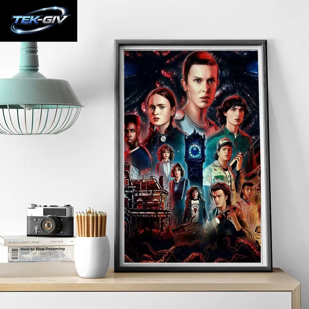 Tv-Drama Stranger T-Things Poster Selbstklebende Kunst Wasserfester Papieraufkleber Kaffeehaus Bar Zimmer Wanddekoration