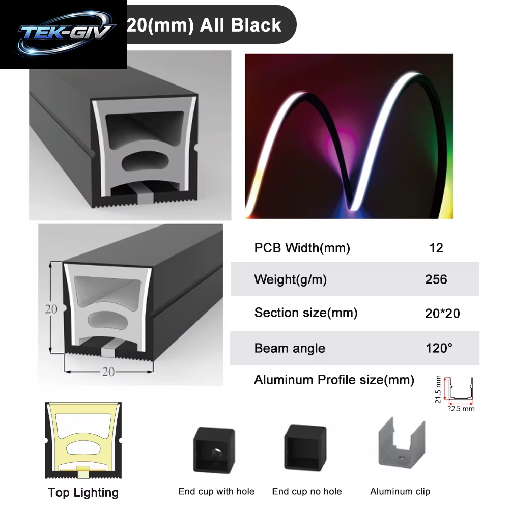 0,5 M-5 M Schwarze Led-Neon-Diffusorröhre, IP67, Wasserdicht, Weiche Silikonhülle Für Adressierbare Rgb-Lichtleisten, Heimdekoration Im Freien