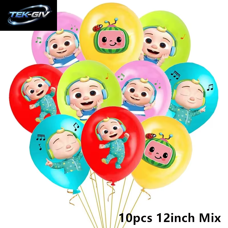 Cocomelon Ballon JJ Melone Wassermelone Spielzeug Alles Gute Zum Geburtstag Banner Party Dekoration Hintergrund Kuchen Topper JOJO Einweggeschirr